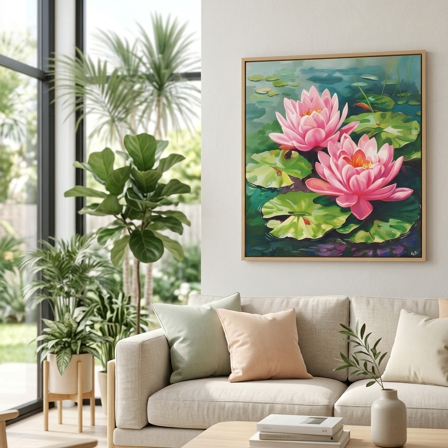Sacred Lotus Bloom - Lotus Painting for Peace and Emotional Harmony