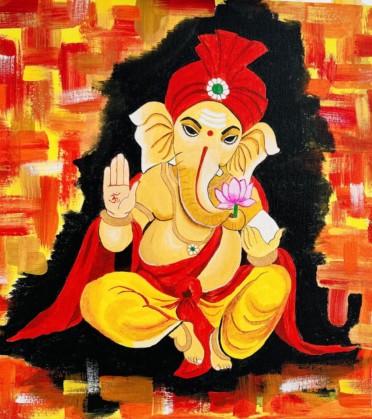 Ganesha Painting for Obstacle Removal, New beginnings and Prosperity