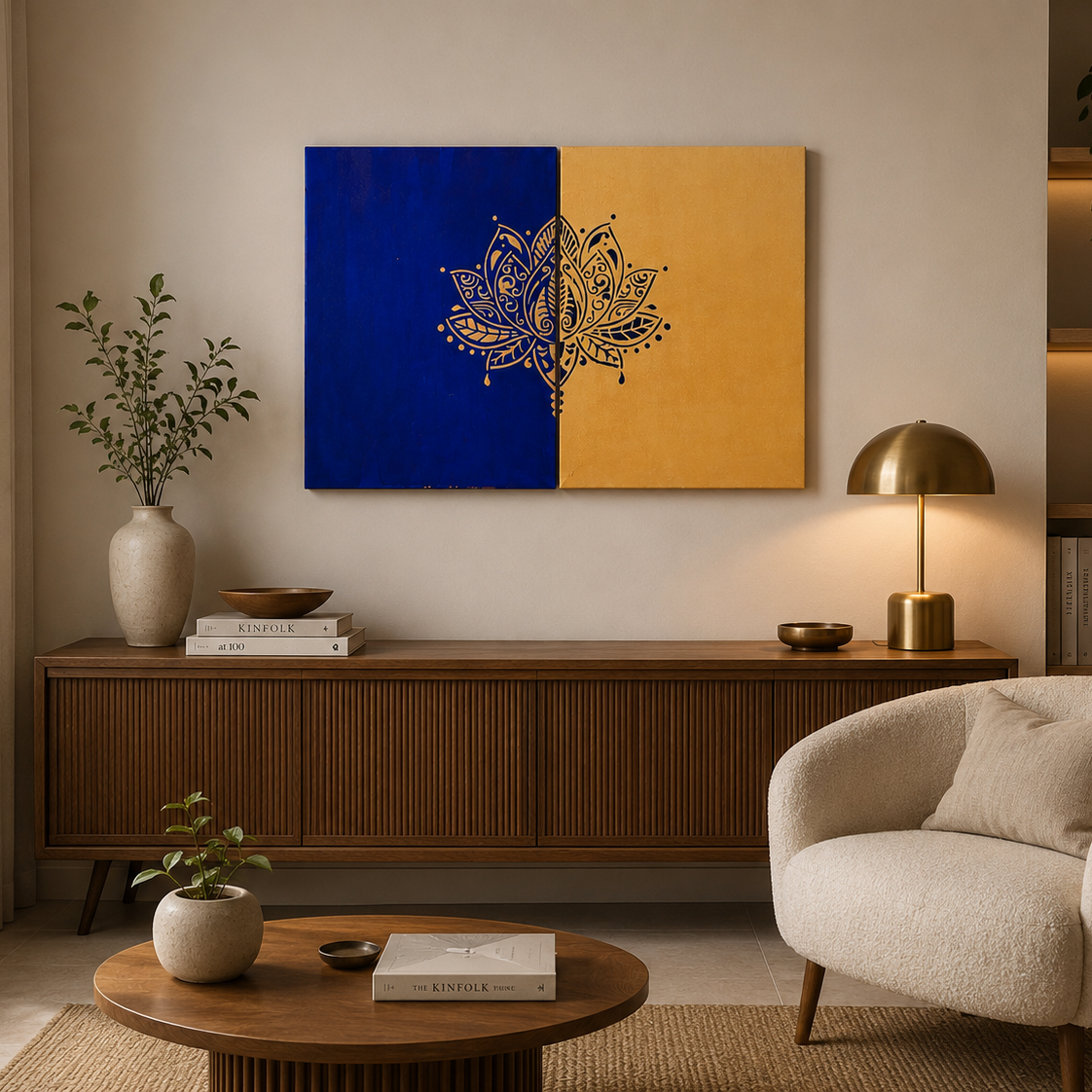 lotus_blue_gold handmade kriya art studio